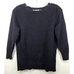 Valerie Stevens Black 3/4 Sleeve Side & Tail Ribbed oversized Sweater Small